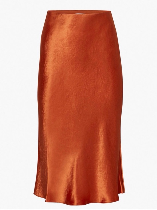 Aritzia Dresses & Skirts - Aritzia Babaton Satin Slip Midi Skirt in Deep Burnt Orange
